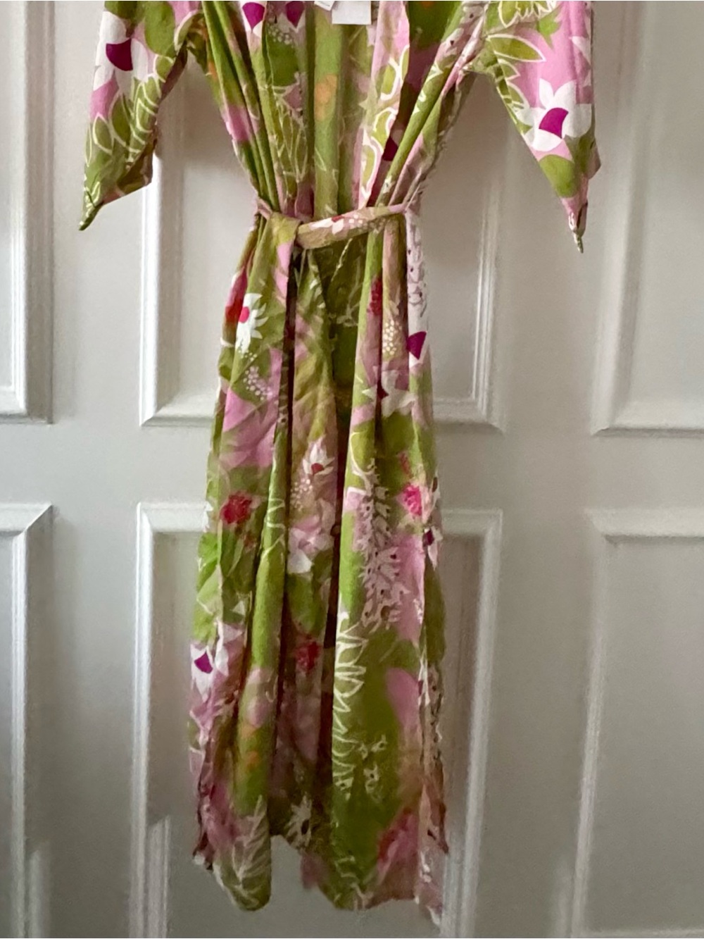 Trina Turk Pink & Lime Floral Button-Front Tie Dress Swim Coverup - Picture 2 of 9
